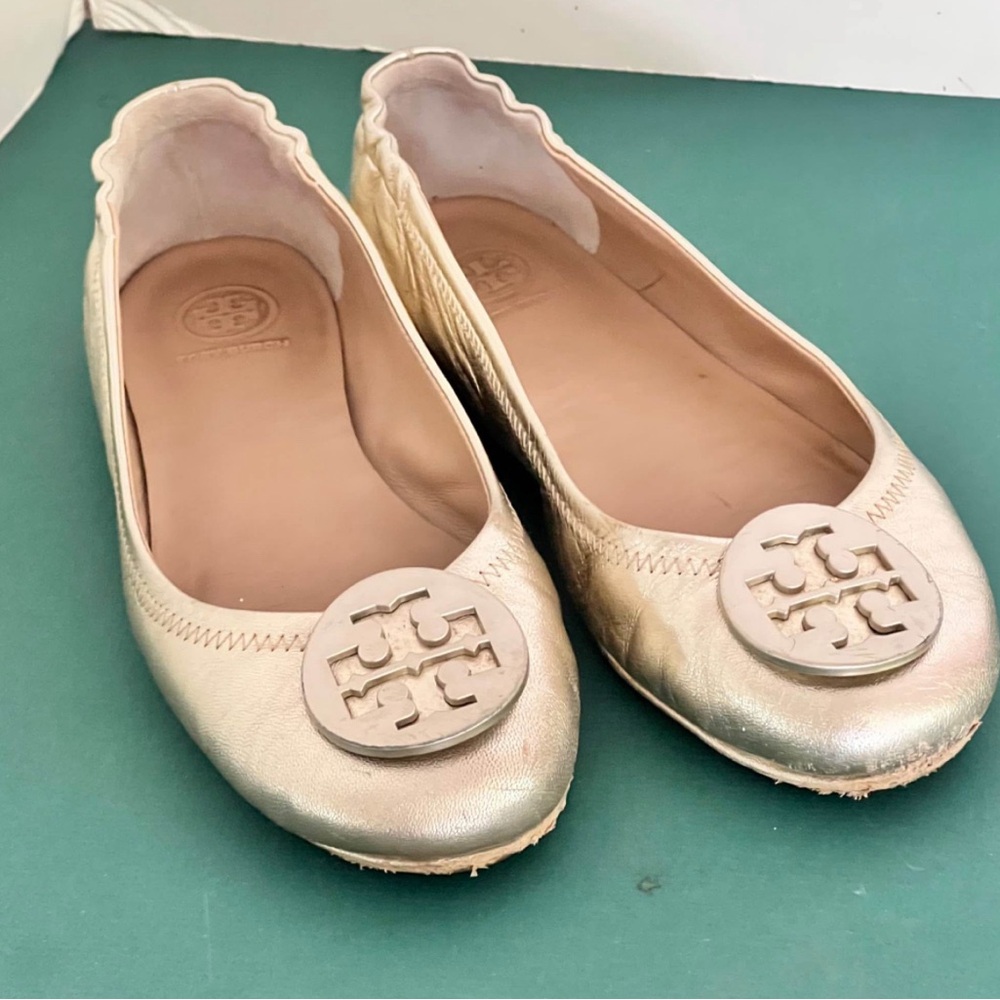 Tory Burch Gold Ballet Flats Size 8 women’s